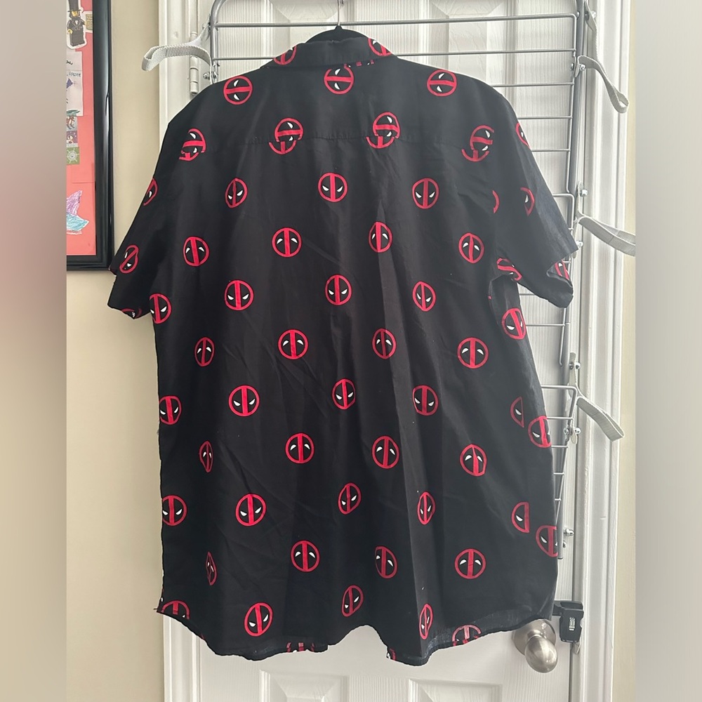 Marvel Deadpool Black And Red Button Down Shirt - image 3